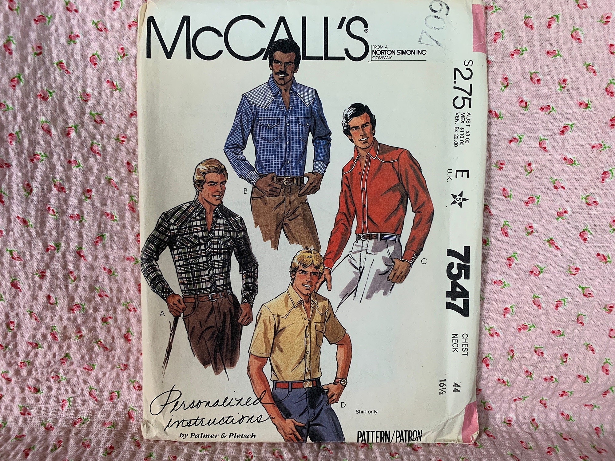 1980s Men's Shirt Pattern by Palmer Pletsch // Mccall's 7547