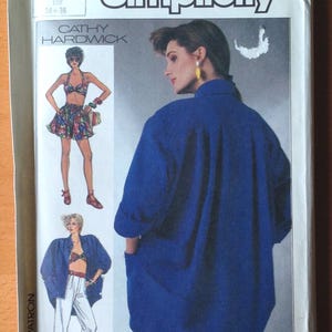 Pantalon vintage des années 1980, haut de soutien-gorge, short à enfiler et motif de veste oversize sans doublure // Simplicité 7488 > tailles 6-8 > inutilisé