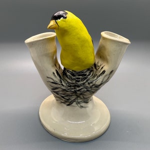 Goldfinch ceramic candle holders
