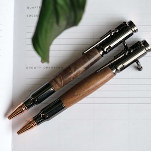 Customizable Bolt Action Pen: Walnut, Cherry, Maple Burl, Whiskey Barrel