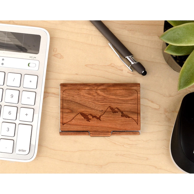 Card Holder Autumn Woods Co Mountain Business Card Case Made in USA Office and Executive Gifts Case for Business Cards USA Gifts