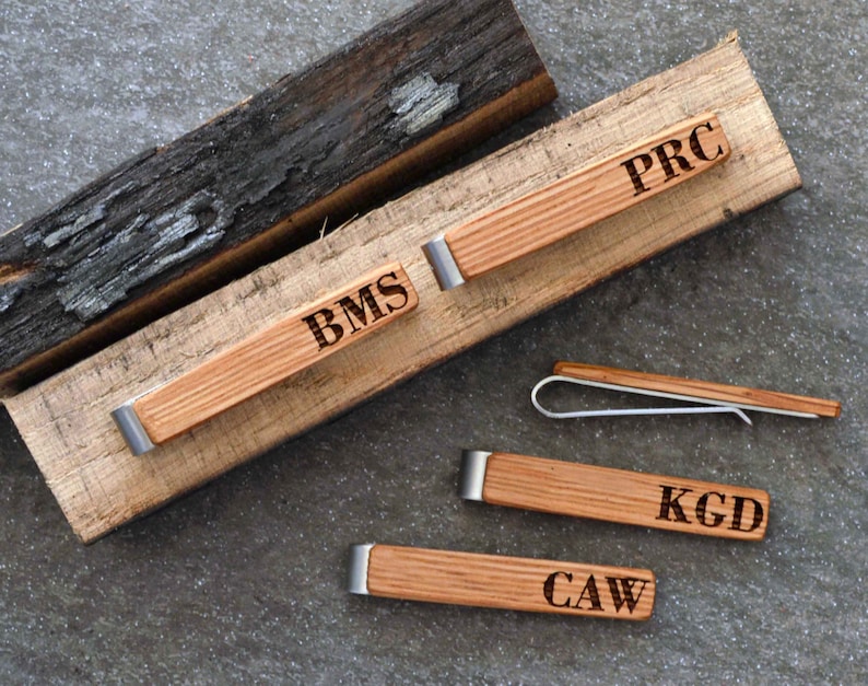 Engraved Jack Daniel\u2019s Tie Clip Jim Beam or Maker\u2019s Mark wooden tie bars Whiskey Barrel Wood Tie Clips Whiskey Gifts for Him