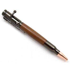 A white background image of our Black Walnut Bolt Action Pen