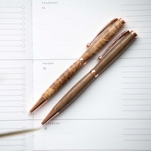 Dark Walnut Narrator Ballpoint Pen Slimline Wood Pen Office Pen High Quality Center Twist Pen Autumn Woods Co image 6