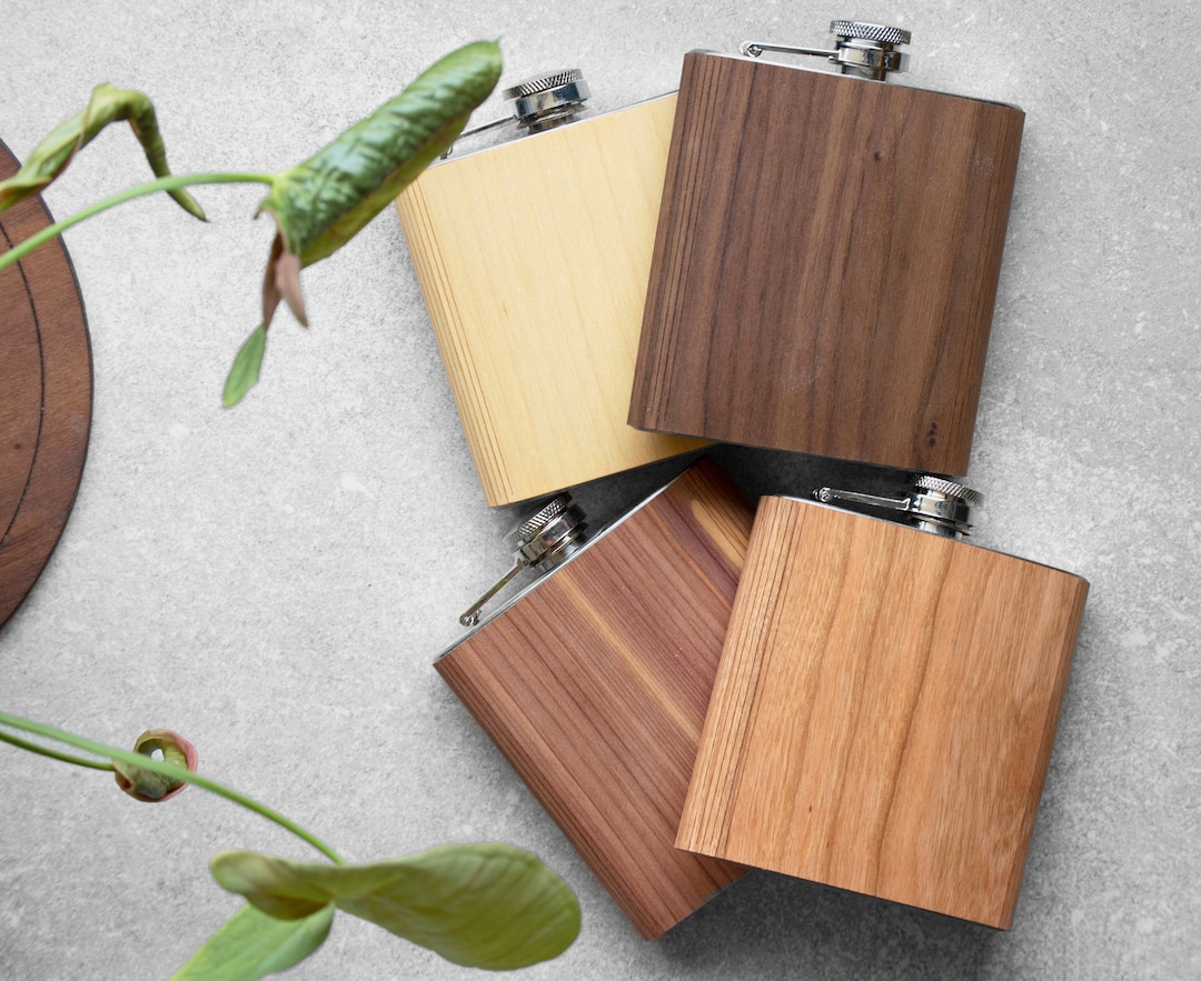 Custom Wood Hip Flask Wood Groomsmen Flask Custom Wholesale Flasks