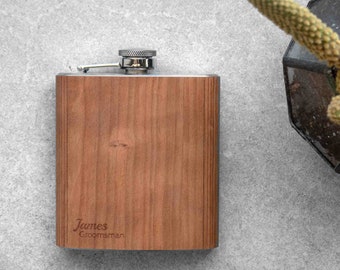 Handcrafted Groomsman Wooden Hip Flask by Autumn Woods Co | Best Selling Wedding Flasks