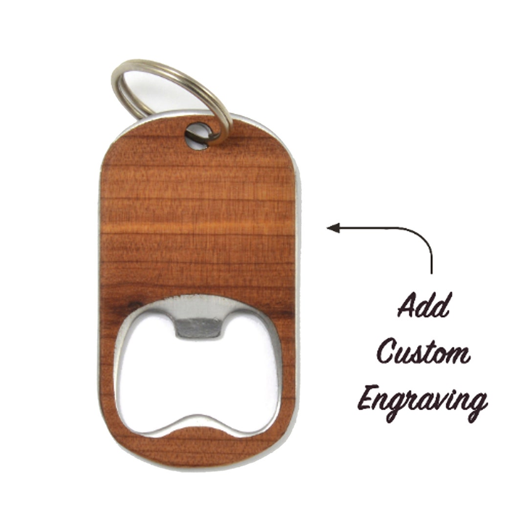 Personalized Cedar Bottle Opener Keychain | Logo Bottle Opener Keychain ...