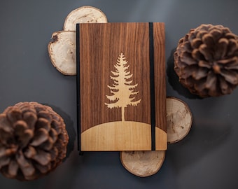 Handcrafted Maple Pine Tree Journal by Autumn Woods Co | Plant a Tree for Every Purchase | Add a Personalized Engraving