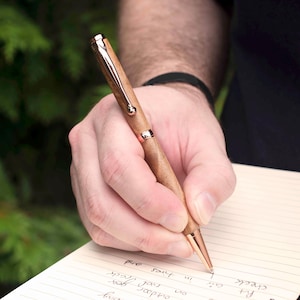 Maple Burl Ballpoint Pen: Slimline Center Twist, Handcrafted