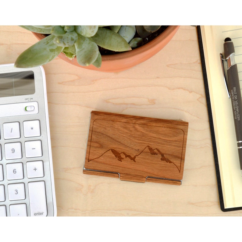 Card Holder Autumn Woods Co Mountain Business Card Case Made in USA Office and Executive Gifts Case for Business Cards USA Gifts