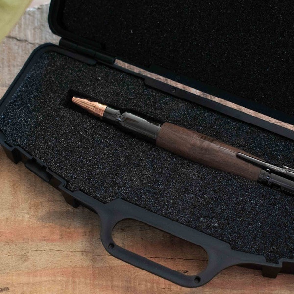 Bolt Action Pen in Rich Black Walnut by Autumn Woods Co | Personalized & Engraved Military Pens