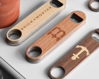 Personalized Wooden Bottle Opener | Birthday Gift Under 35 | Beer Opener | Bulk Brewery Gifts | Autumn Woods Co | Bulk Logo