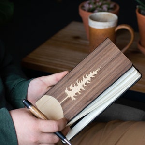Customizable Hiking Jounral- Pine Tree - Wood Journal - Nature Gifts