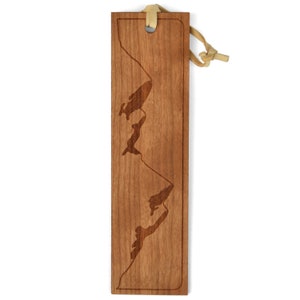 Handcrafted Wooden Mountain Bookmark by Autumn Woods Co Made from Genuine Leather & Cherry Wood image 2