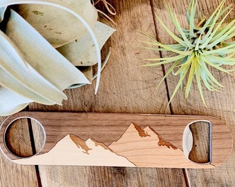 Autumn Woods Mountain Bottle Opener | Crafted from High Grade Stainless Steel & Wood | Add a Custom Engraving!