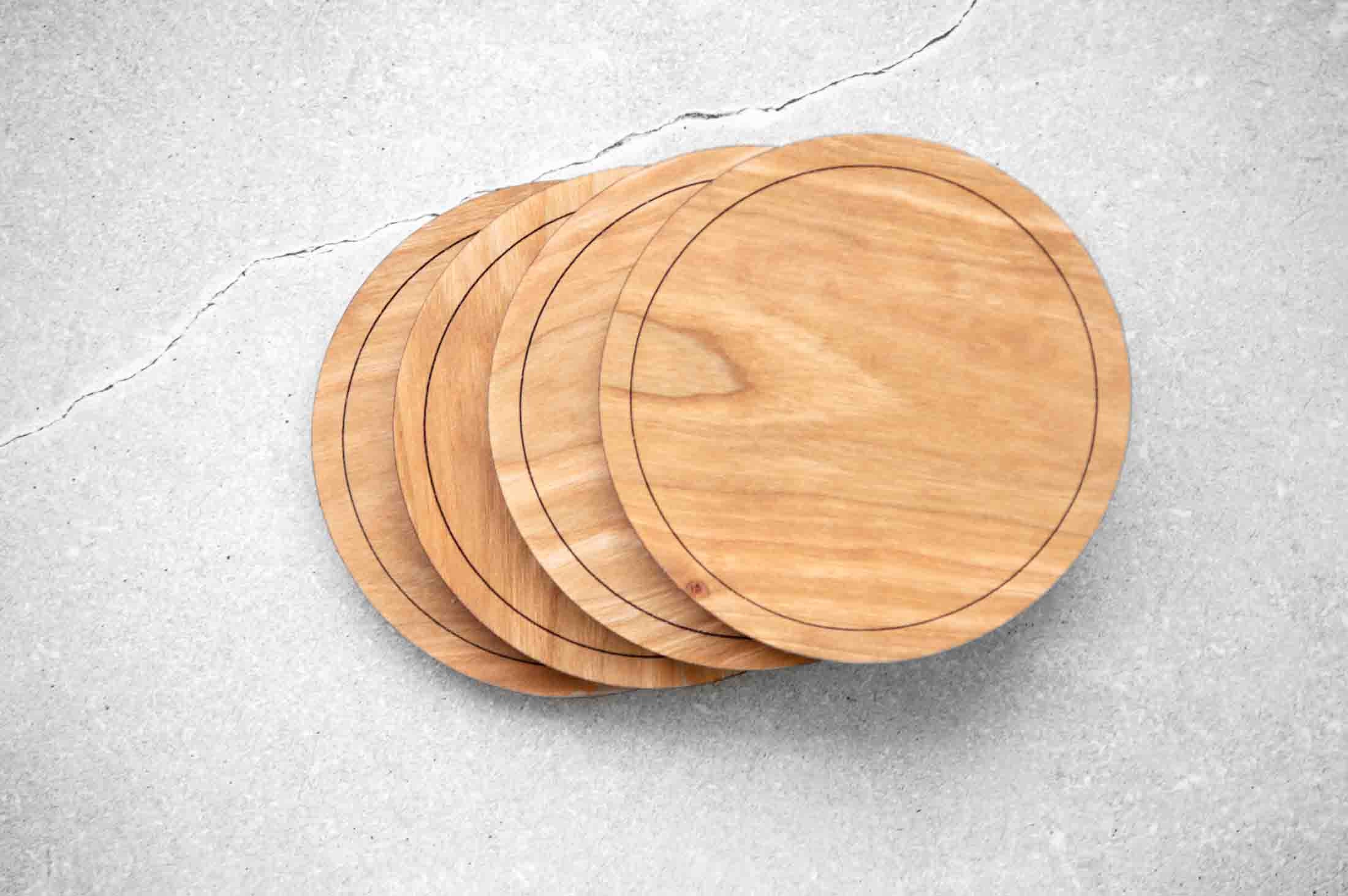 Wood Coaster Set With Holder Solid Wooden Coasters 4 Handmade