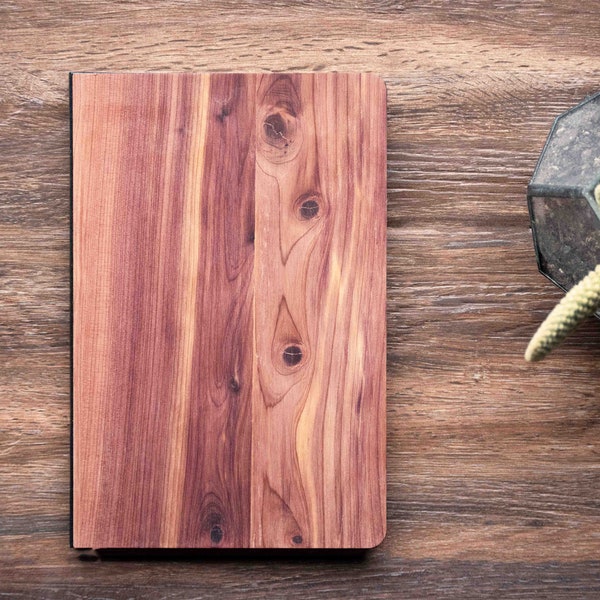 Customizable Wood Notebook - Cedar Wood Journal - Engravable Journal