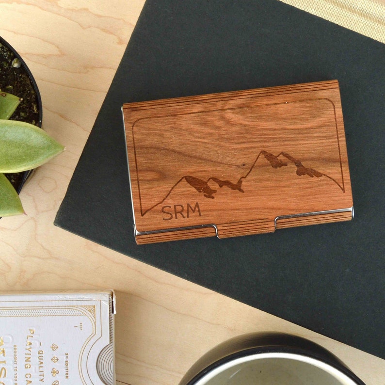Card Holder Autumn Woods Co Mountain Business Card Case Made in USA Office and Executive Gifts Case for Business Cards USA Gifts