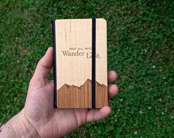 Not All Who Wander Pocket Journal - Maple & Cherry Pocket Sized Notebook