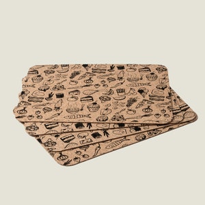 Food Print Kork-Tischsets | Rechteckig