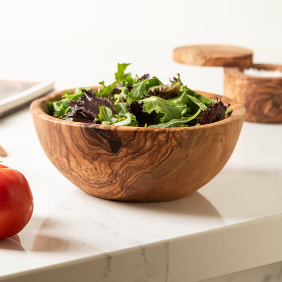 Salat und Obstschale aus Olivenholz 22 cm