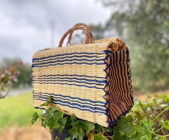 Natural Straw Reed Basket Bag Etsy Ireland