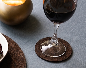 Dark Cork Coasters | Round
