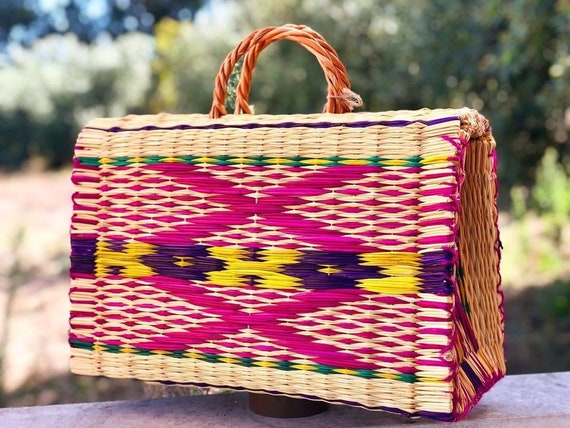 Natural Straw Reed Basket Bag | Etsy