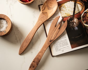 Olive Wood Salad Servers