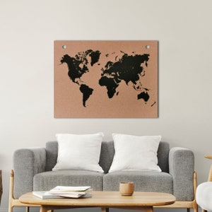 World Map Cork Notice Board