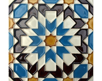 Handmade Hispano Arabe Relief Tiles SN13