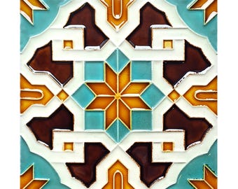Handmade Hispano Arabe Relief Tiles SN29