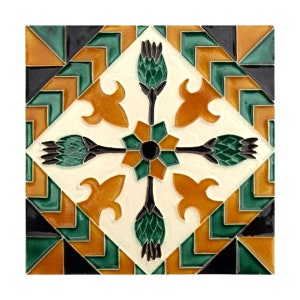 Handmade Hispano Arabe Relief Tiles SN18