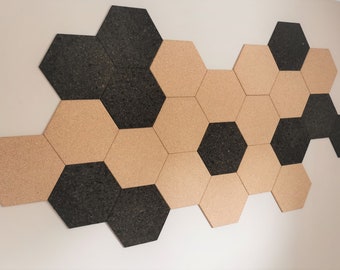 Hexagon Self Adhesive Cork Notice Board set of 6