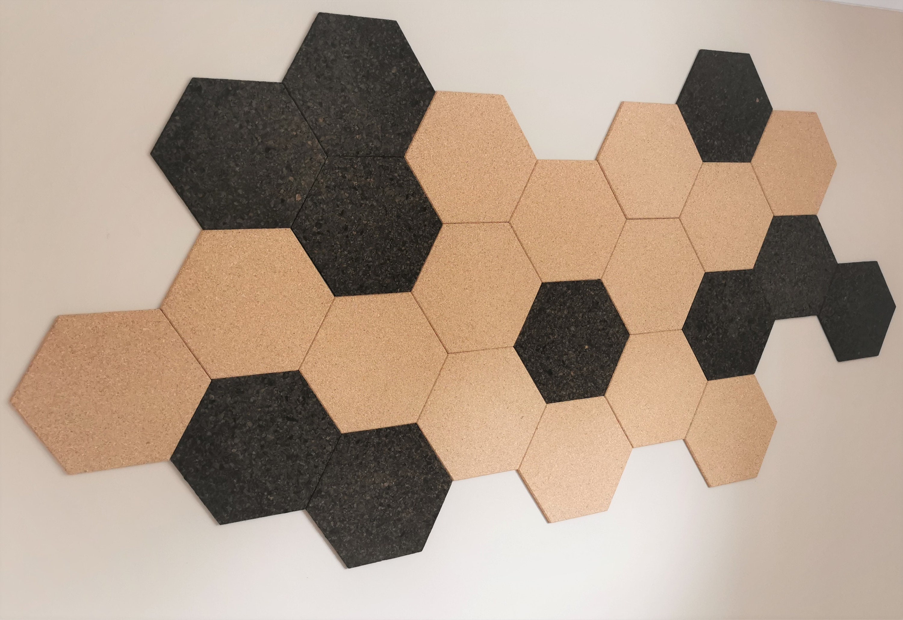 50 Pieces Cork Board Tiles Wall Bulletin Boards with Full Sticky Backing Cork Sheets Cork Tiles for Painting Pictures Notes Drawing Photos Hexagon