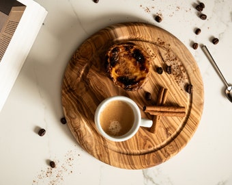 Olive Wood Round With Groove Serving Board
