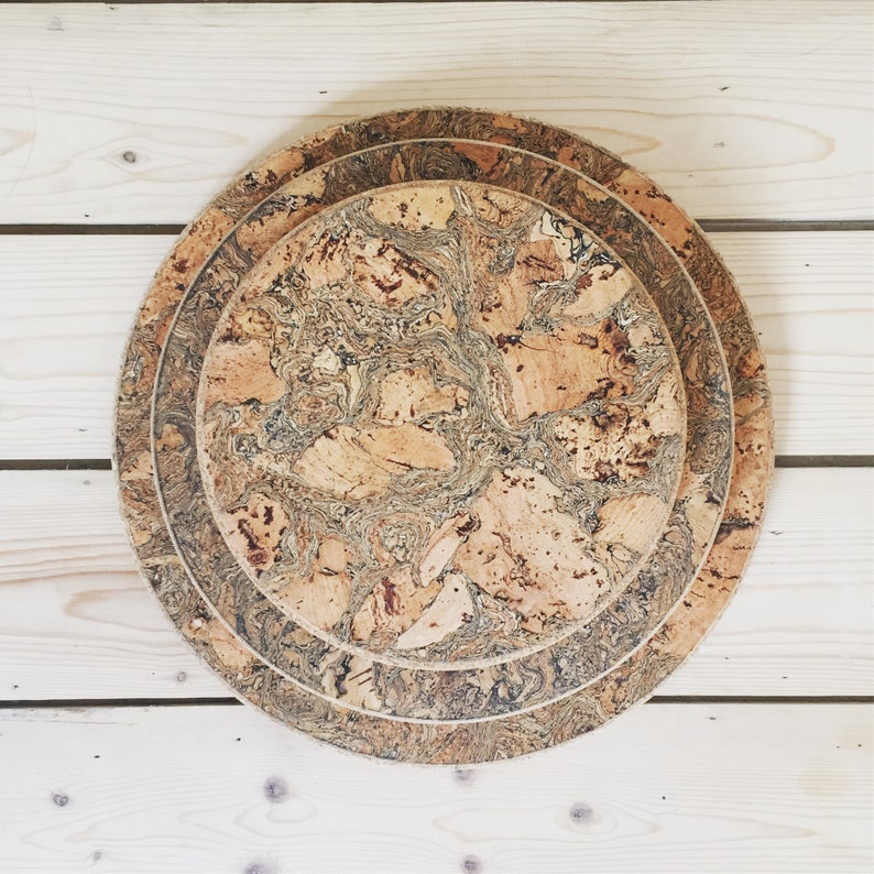 Natural Pattern Cork Round Chunky Hot Pads Etsy