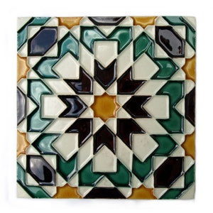 Handmade Hispano Arabe Relief Tiles SN13a