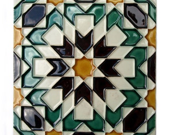 Handmade Hispano Arabe Relief Tiles SN13a