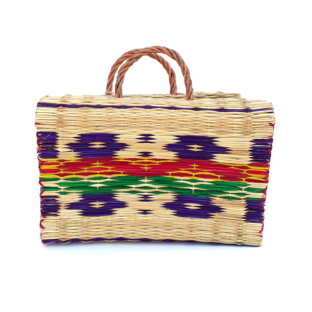 Chocolate Organic Reed Woven Basket Bag