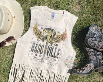Nashville Fringe Tank Top | Sleeveless Western Tee | Country Concert Outfit | Nashville Outfit | Country Music Shirt | Nash | Music Festival