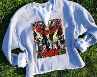 Rock Concert Cropped Crewneck | Splatter Shirt | Band Shirts | Unique Tees | Custom Shirts | Custom Tanks | Unisex Band Tees | Rock Concert