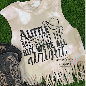Country Music Bleached Fringe Tank Top | Western Tee | Country Concert Outfit | Nashville Outfit | Country Music Shirt | Nash | Music est