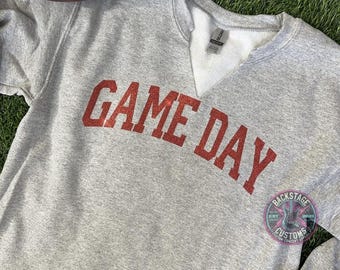 Game Day Glitter Cropped Crewneck Sweatshirt | Football Season | Tailgate Outfit | Game Day | Football | Cropped Sweatshirt | Custom Shirt