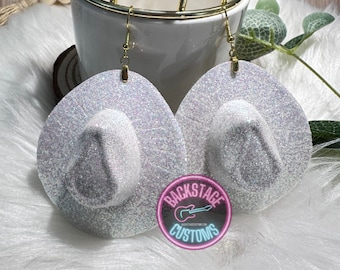 Sparkle Cowgirl Hat Earrings | Cowboy | Girls Night Out | Dangle Earrings | Stocking Stuffers | Bachelorette Gifts | Bachelorette Party