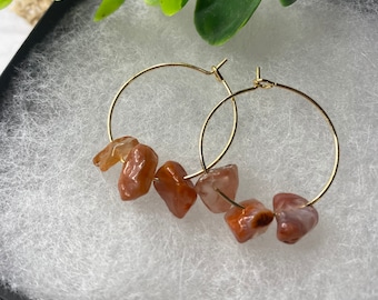 Lake Superior Agate Hoop Earrings: Handmade Crystal Jewelry