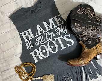 Country Music Fringe Tank Top | Sleeveless Western Tee | Country Concert Outfit | Nashville Outfit | Country Outfit | Country Music Shirt