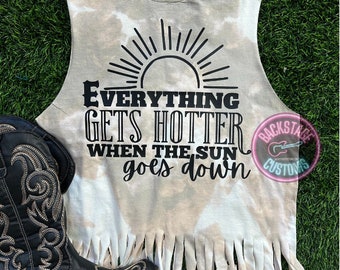 Country Music Bleached Fringe Tank Top | Western Tee | Country Concert Outfit | Nashville Outfit | Country Music Shirt | Nash | Music Fest