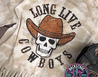 Long Live Cowboys Bleached Shirt | Country Music | Shirts | Unisex Clothing | Concert Tee | Cowboys  | Custom Tee | Music Festival | Cowgirl