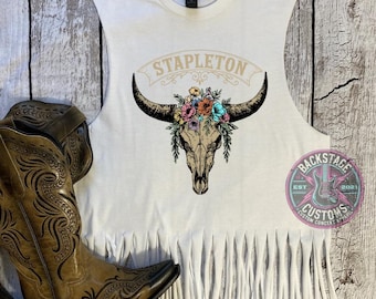 Country Music Fringe Tank Top | Sleeveless Western Tee | Country Concert Outfit | Nashville Outfit | Country Music Shirt | Festival Shirts